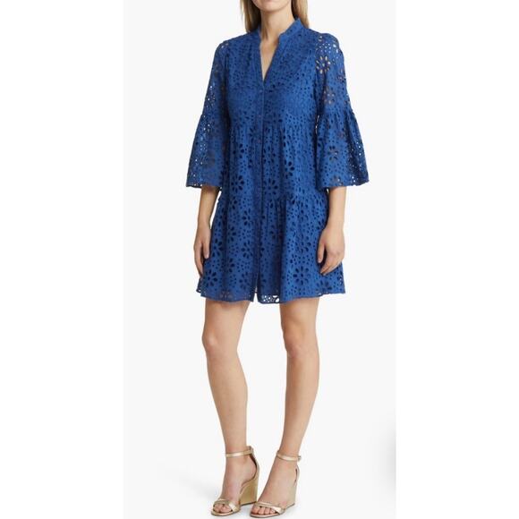Lilly Pulitzer Dresses & Skirts - LILLY PULITZER Navy Oyster Bay Hazelanne Eyelet Sunflower Button Front Dress 16